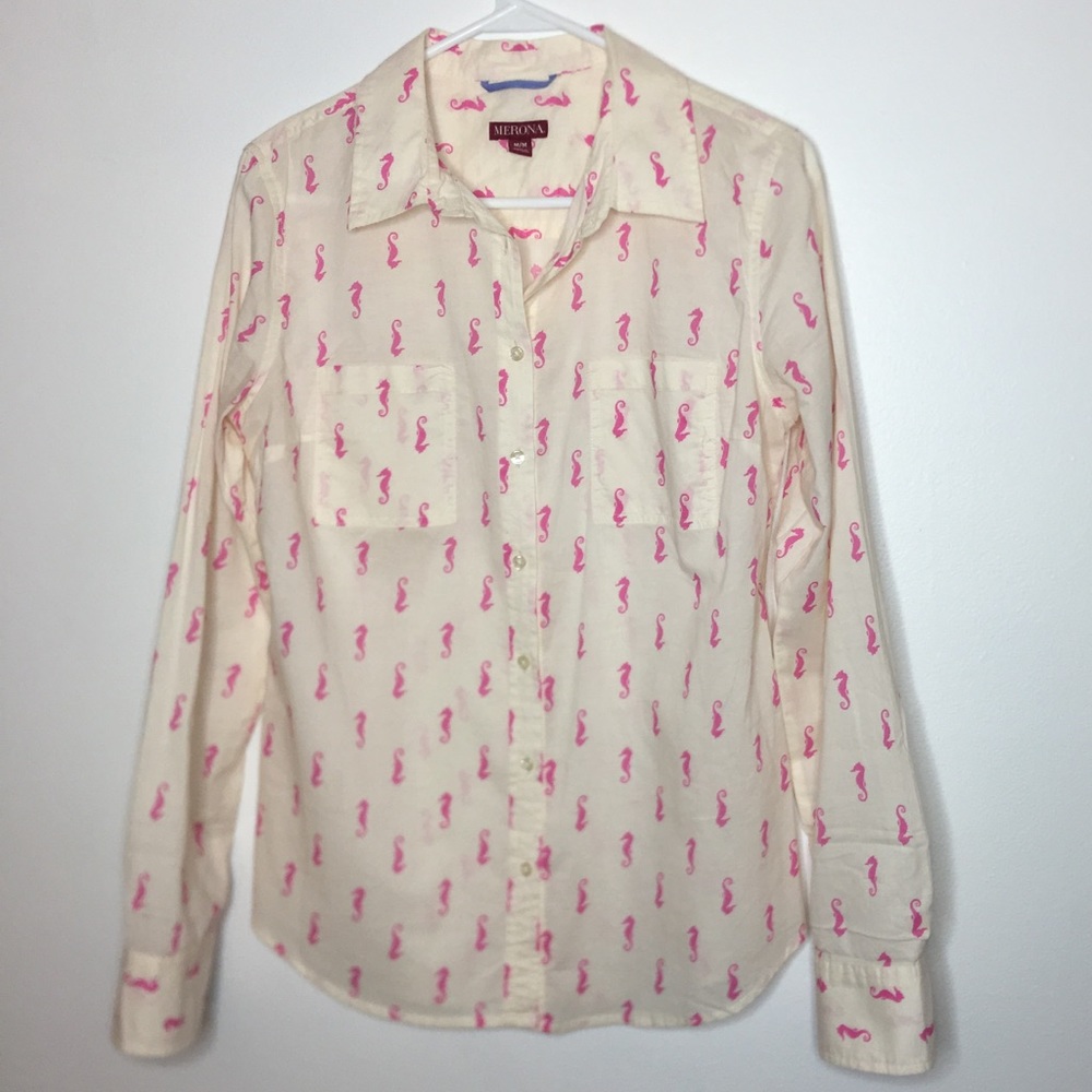Pink Seahorse Dress Shirt Botton Down